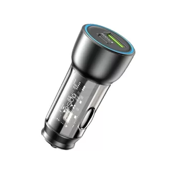   YESIDO Y49 PD, 30W, QC3.0 18W USB-A+C, autós töltő, fekete