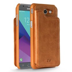  Zizo Premium Samsung Galaxy S8 Plus bőr hátlap, tok, kihajtható irattartóval, barna