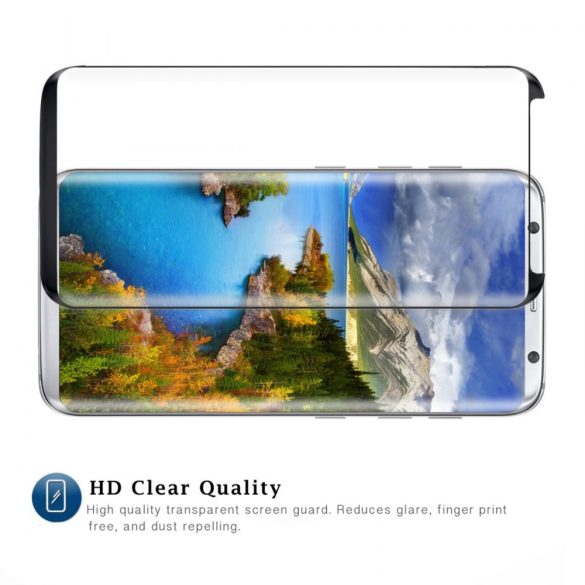 Zizo Full Covered Edge to Edge Samsung Galaxy S8 Plus teljes kijelzős 3D edzett üvegfólia, tokbarát, fekete