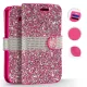 Zizo Full Diamond iPhone Xs Max oldalra nyíló tok, kártyatartóval, rózsaszín