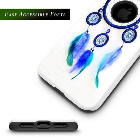 Zizo Sleek Hybrid Design iPhone X/Xs hátlap, tok, kék toll mintás, fehér-kék