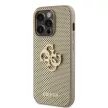 Guess PU Perforated 4G Glitter Metal Logo tok iPhone 14 Pro Max, arany
