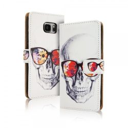   Wallet Desing Skull iPhone 7 Plus/8 Plus oldalra nyíló tok, koponya mintás, színes