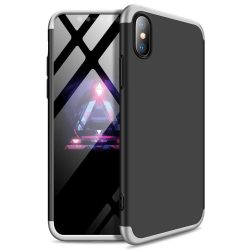   Full Body Case 360 iPhone Xs Max, hátlap, tok, fekete-ezüst