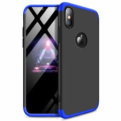   Full Body Case 360 iPhone Xs Max, hátlap, tok, logo szabadon, fekete-kék