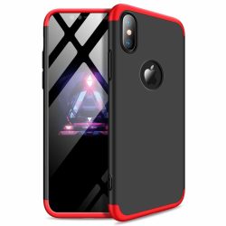   Full Body Case 360 iPhone Xs Max, hátlap, tok, logo szabadon, fekete-piros