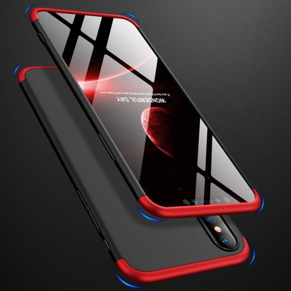 Full Body Case 360 iPhone Xs Max, hátlap, tok, logo szabadon, fekete-piros