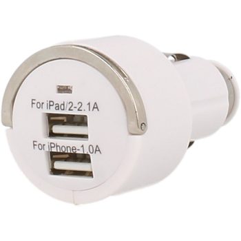 Univerzális autós töltő Dual-USB, 3,1A, fehér