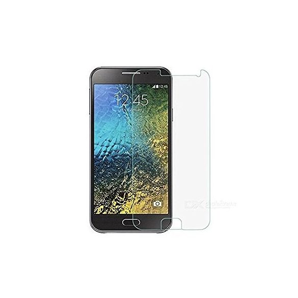 Samsung Galaxy E5 kijelzővédő edzett üvegfólia (tempered glass) 9H keménységű (nem teljes kijelzős 2D sík üvegfólia), átlátszó
